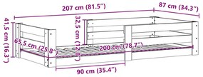 Σκελετός Κρεβ. Χωρίς Στρώμα 80x200 εκ. Μασίφ Ξύλο Πεύκου - Καφέ