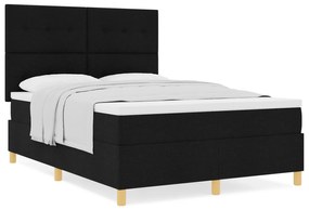 vidaXL Κρεβάτι με Μοχλό και Στρώμα Μαύρο 140x200 εκ. Ύφασμα