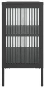Ντουλάπι Μαύρο 70 x 35 x 70 εκ. από Γυαλί και Ατσάλι - Μαύρο