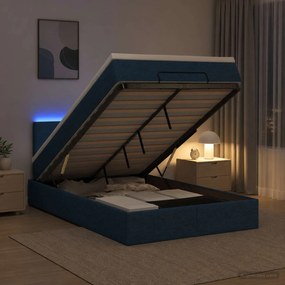 vidaXL Κρεβάτι Ottoman με Στρώμα και LED Μπλε 120 x 190 cm Ύφασμα