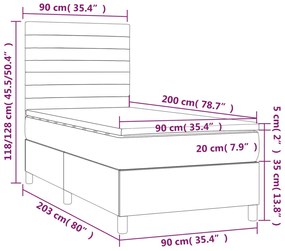 Κρεβάτι Boxspring με Στρώμα &amp; LED Μαύρο 90x200 εκ. Υφασμάτινο - Μαύρο