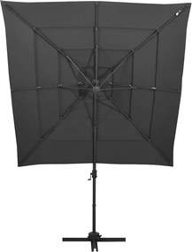 vidaXL Ομπρέλα Κήπου 4 Επιπέδων Ανθρακί 250x250 εκ. με Ιστό Αλουμινίου