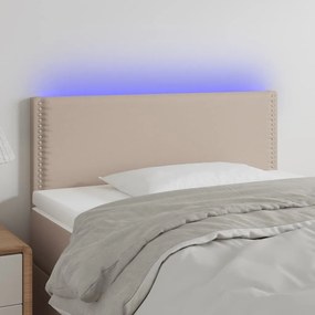 Κεφαλάρι Κρεβατιού LED Καπουτσίνο 100x5x78/88 εκ. Συνθετ. Δέρμα 3121561
