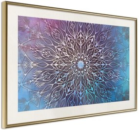 Αφίσα - Blue and Pink Mandala - 90x60 - Χρυσό - Με πασπαρτού