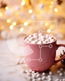 Intra Συλλεκτικό Ξύλινο Παζλ Plywood  4mm - Ζεστό κακάο με Marshmallows και Χριστουγεννιάτικα Φωτάκια Σε Ξύλινο Κουτί - Διαστάσεις Puzzle: 10x10 cm – 25 κομμάτια