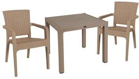 Dining set Explore-Halcyon set 3pieces PP cappuccino 90x90x73,5cm 90x90x73.5 εκ.