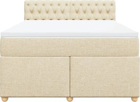 vidaXL Κρεβάτι Boxspring με Στρώμα Κρεμ 140x200 εκ. Υφασμάτινο