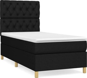 vidaXL Κρεβάτι Boxspring με Στρώμα Μαύρο 80 x 200 εκ. Υφασμάτινο