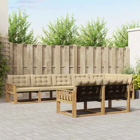 vidaXL Σειρά Καναπέ Εξωτερικού με μαξιλάρι 8 pcs Λευκό και Μπεζ