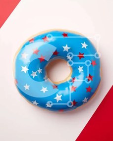 Σετ των 2 Intra Συλλεκτικό Ξύλινο Παζλ Plywood 4mm - Μπλε ντόνατ με αστέρια και ψεκασμούς Σε Ξύλινο Κουτί - Διαστάσεις: 10x10 cm – 25 κομμάτια