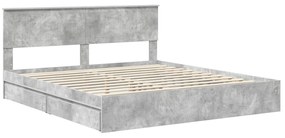 vidaXL Κρεβάτι Αποθήκης Σκυρόδεμα Γκρι 180 x 200 cm Επεξεργασμένο ξύλο