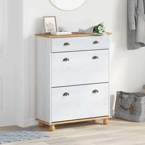 vidaXL Ντουλάπα Παπουτσιών Λευκό 85 x 35 x 108 εκ Μασίφ ξύλο πεύκου