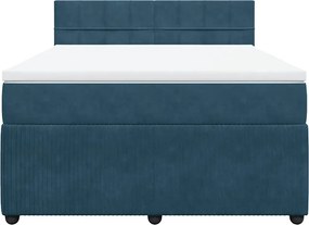 vidaXL Κρεβάτι Boxspring με Στρώμα Μπλε 140x190 εκ. Βελούδινο