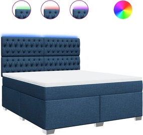 vidaXL Κρεβάτι Boxspring με Στρώμα Μπλε 180x200 εκ. Υφασμάτινο