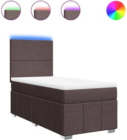 vidaXL Κρεβάτι Boxspring με Στρώμα Σκούρο Καφέ 90x200 εκ. Υφασμάτινο