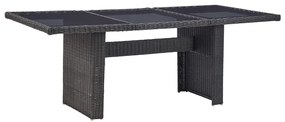 vidaXL Τραπεζαρία Κήπου Μαύρη 200x100x74 εκ. από Γυαλί/Συνθετικό Ρατάν