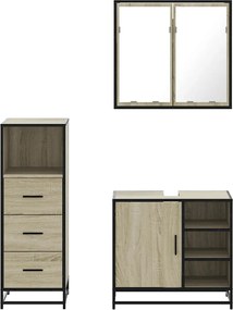 vidaXL Σετ Επίπλων Μπάνιου 3 Τεμαχίων Sonoma Δρυς Επεξεργασμένο Ξύλο