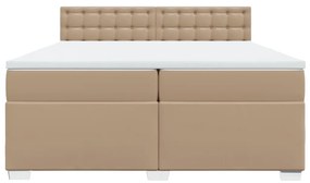 Κρεβάτι Boxspring με Στρώμα Καπουτσίνο 200x200εκ.από Συνθ.Δέρμα - Καφέ