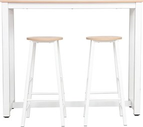 Σετ τραπέζι μπαρ Marle pakoworld 3τμχ φυσικό-λευκό πόδι 120x40x100εκ