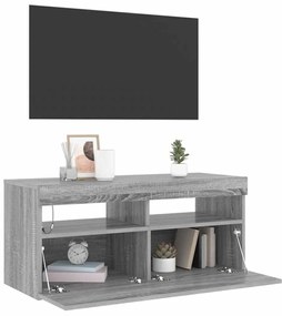 vidaXL Έπιπλο Τηλεόρασης με LED Γκρι Sonoma 90x35x40 εκ.