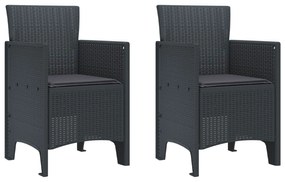 Καρέκλα Κήπου 2 pcs Ανθρακί 53 x 49 x 85 εκ. PP