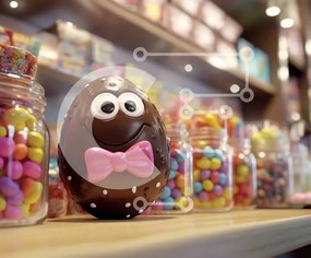 Σετ των 2 Intra Συλλεκτικό Ξύλινο Παζλ Plywood  4mm - Σοκολατένιο πασχαλινό αυγό σε ζαχαροπλαστείο Σε Ξύλινο Κουτί - Διαστάσεις: 10x10 cm – 25 κομμάτια