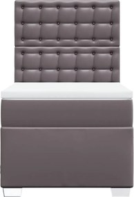 vidaXL Κρεβάτι Boxspring με Στρώμα Γκρι 100x200εκ. από Συνθετικό Δέρμα