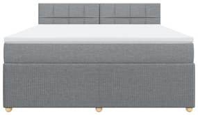 vidaXL Κρεβάτι Boxspring με Στρώμα Ανοιχτό Γκρι 180x200 εκ. Υφασμάτινο