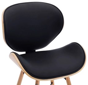 Καρέκλες Τραπεζαρίας 2 τεμ. Μαύρες Συνθετικό Δέρμα/Λυγισμ. Ξύλο - Μαύρο