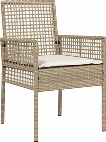 vidaXL Σέτ φαγητού για κήπο 5 τμχ. Μπεζ συνθετικό ρατάν