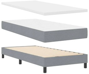 vidaXL Κρεβάτι box spring με στρώμα Ανοιχτό γκρι 100 x 200 cm ύφασμα