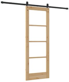 vidaXL Συρόμενη Πόρτα Καφέ 73.5 x 198.5 εκ. Ξύλο και μέταλλο
