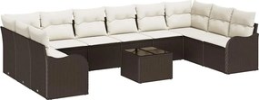 vidaXL Σετ Καναπέ Κήπου 11 pcs Καφέ και Λευκό συνθετικό ρατάν