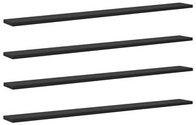 vidaXL Ράφι Βιβλίων 4 pcs Μαύρο 100 x 10 x 1,5 cm Επεξεργασμένο ξύλο