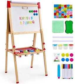 VEVOR 3-in-1 Kids Art Easel Double-Sided Wooden Magnetic Whiteboard Chalkboard