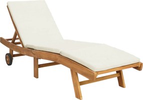 vidaXL Ξαπλώστρα Καφέ και Κρεμ Πολυεστέρας