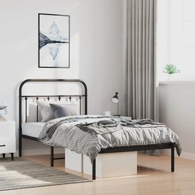 vidaXL Πλαίσιο Κρεβατιού με Κεφαλάρι Μαύρο 100 x 190 εκ. Μεταλλικό