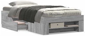 vidaXL Πλαίσιο Κρεβατιού Γκρι Sonoma 75x190 εκ. Επεξεργασμένο Ξύλο