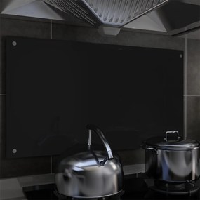 vidaXL Πλάτη Κουζίνας Μαύρη 90 x 50 εκ. από Ψημένο Γυαλί