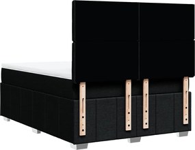vidaXL Κρεβάτι Boxspring με Στρώμα Μαύρο 140x190 εκ. Υφασμάτινο