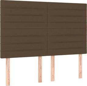 vidaXL Κρεβάτι Boxspring με Στρώμα Σκούρο Καφέ 140x190 εκ. Υφασμάτινο