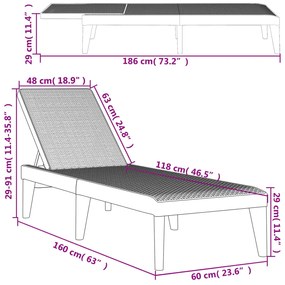 Ξαπλώστρα Λευκή 186 x 60 x 29 από Πολυπροπυλένιο - Λευκό