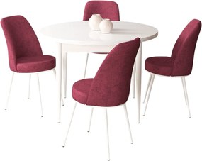 Dining Table &amp; Chairs Set (5 Pieces) Tor - White, Burgundy White
Burgundy