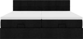 vidaXL Οθωμανικό κρεβάτι με στρώματα Μαύρο 160x200cm Ύφασμα