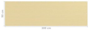 vidaXL Διαχωριστικό Βεράντας Μπεζ 90 x 300 εκ. από HDPE