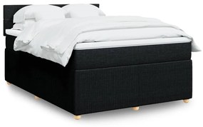 Κρεβάτι Boxspring με Στρώμα Μαύρο 140x190 εκ. Υφασμάτινο