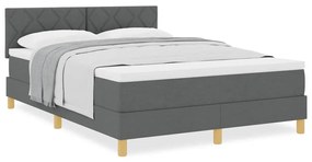 vidaXL Κρεβάτι box spring με στρώμα Σκούρο γκρι 140 x 190 cm ύφασμα