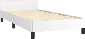 vidaXL Πλαίσιο Κρεβατιού με Κεφαλάρι Λευκό90x190εκ. από ΣυνθετικόΔέρμα