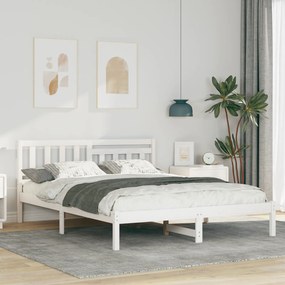 vidaXL Σκελετός Κρεβατιού Λευκό 140 x 200 cm Συμπαγές ξύλο πεύκου