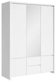 Ντουλάπα Boston E118, Άσπρο, 211x153.5x55.5cm, Πόρτες ντουλάπας: Με μεντεσέδες
